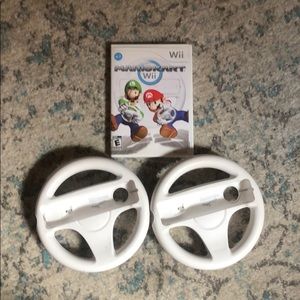 Wii Mario Kart Game w/ Wheel Controller Adapters